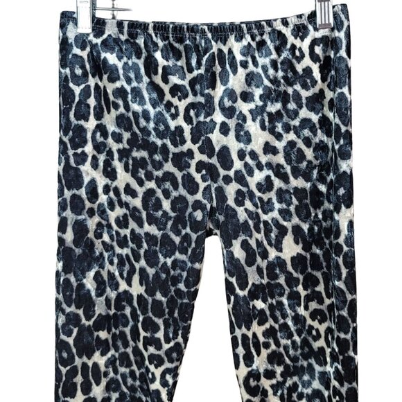 2/$15 IZ Byer Animal Print Leggings Gray Black Size 14 Large Velvet Pull On Pant - Picture 2 of 6